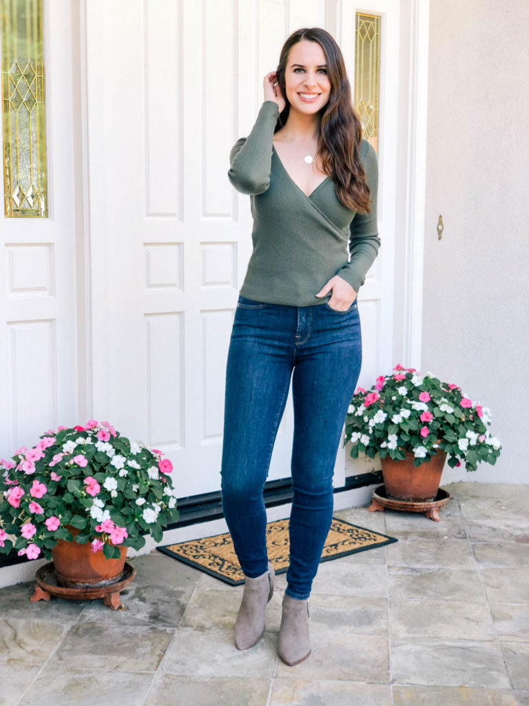Olive Wrap Top