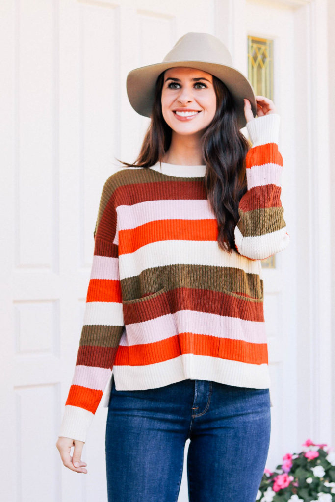 Striped Sweater and Felt Hat