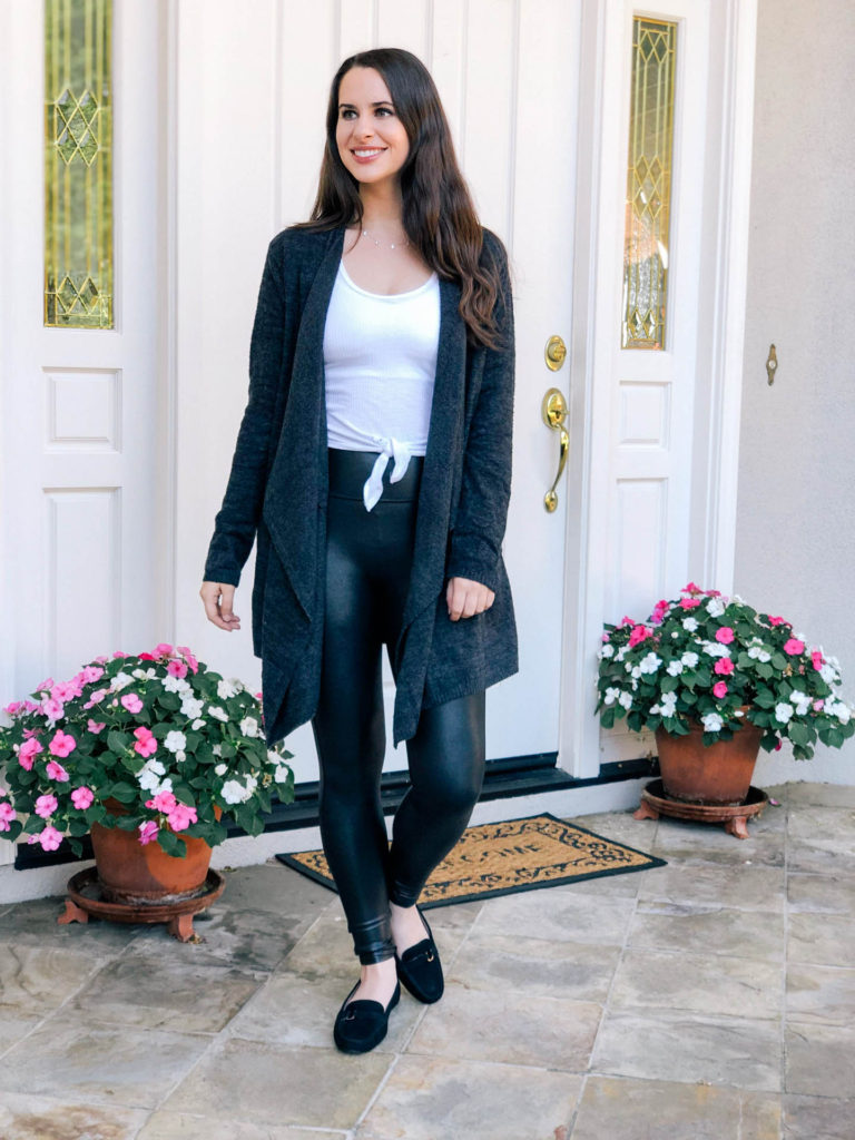 Barefoot Dreams Cardigan and Faux Leather Leggings