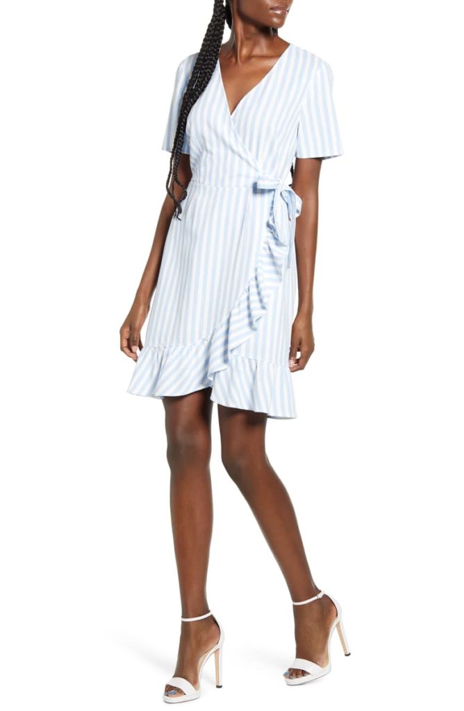 Nordstrom Wrap Front Striped Dress